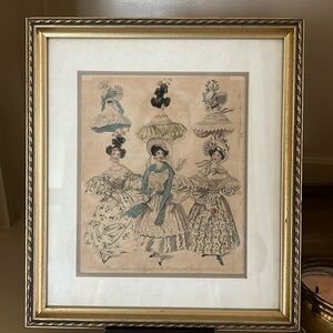 Antique Women’s Evening Dressed Framed Art 1831
